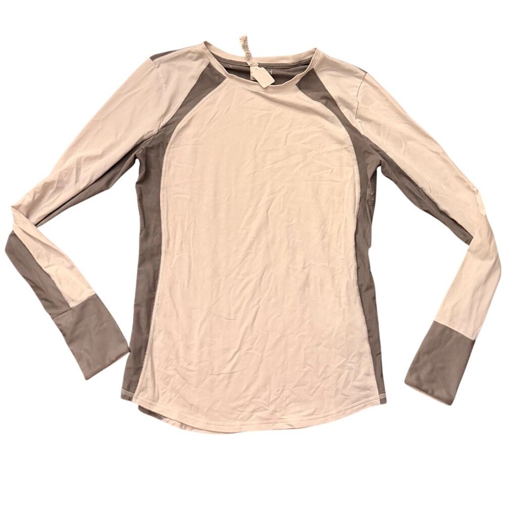 YogaSmoga AURUM Colorblock Mesh Long Sleeve Performance Top Size 12